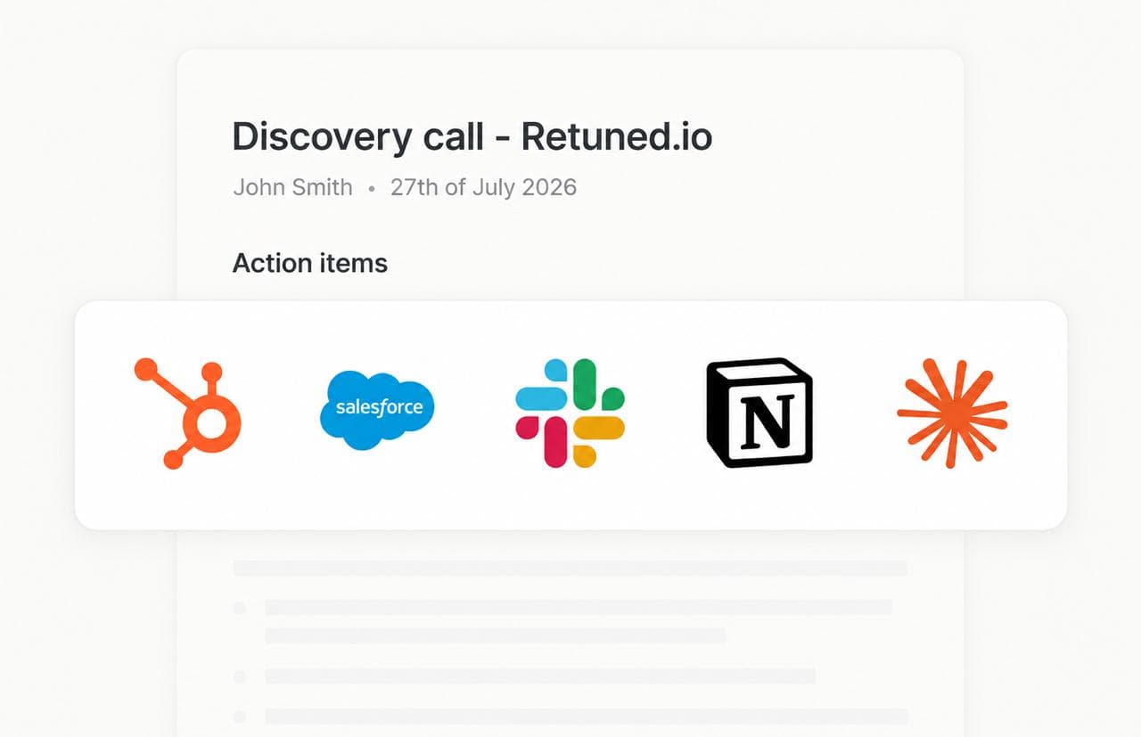 Retuned integrations with HubSpot, Salesforce, Slack, and Notion